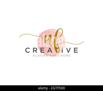 UF Feminine logo beauty monogram and elegant logo design, handwriting logo of initial signature, wedding, fashion, floral and botanical with creative Stock Vector