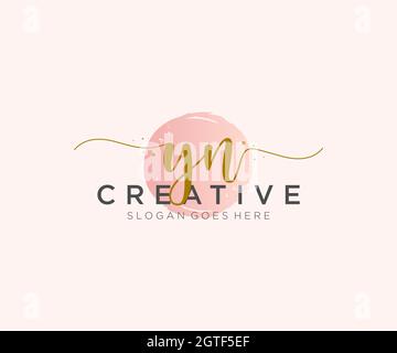 YN Feminine logo beauty monogram and elegant logo design, handwriting logo of initial signature, wedding, fashion, floral and botanical with creative Stock Vector