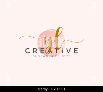 YL Feminine logo beauty monogram and elegant logo design, handwriting logo of initial signature, wedding, fashion, floral and botanical with creative Stock Vector