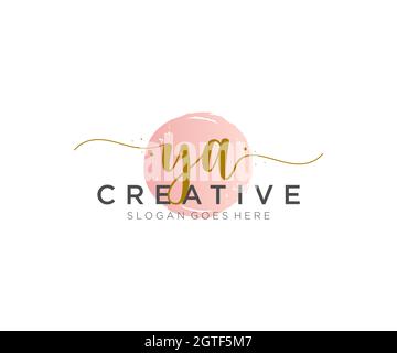 YA Feminine logo beauty monogram and elegant logo design, handwriting logo of initial signature, wedding, fashion, floral and botanical with creative Stock Vector