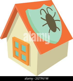 Disinfection house icon, cartoon style Stock Vector