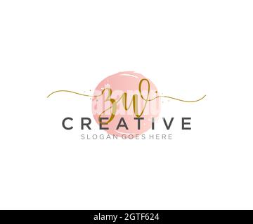 ZW Feminine logo beauty monogram and elegant logo design, handwriting logo of initial signature, wedding, fashion, floral and botanical with creative Stock Vector
