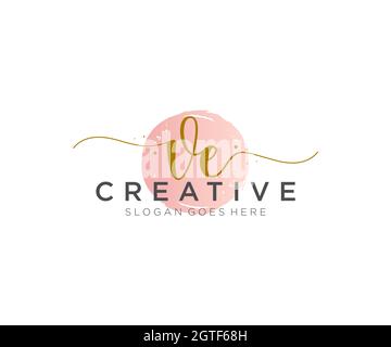 VE Feminine logo beauty monogram and elegant logo design, handwriting logo of initial signature, wedding, fashion, floral and botanical with creative Stock Vector