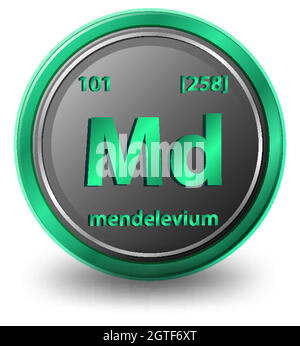 Mendelevium chemical element. Chemical symbol with atomic number and atomic mass. Stock Vector