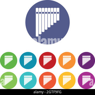 Pan flute set icons Stock Vector