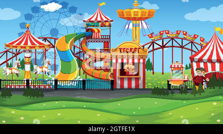 Fun fair amusement park empty illustration Stock Vector Image & Art - Alamy