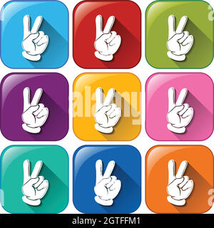 Icons with hands Stock Vector