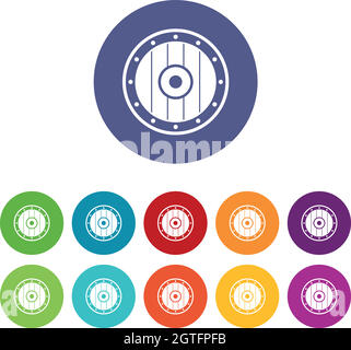 Round army shield set icons Stock Vector