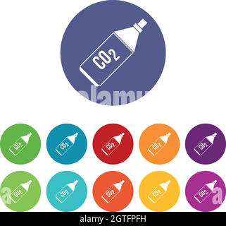 CO2 bottle set icons Stock Vector