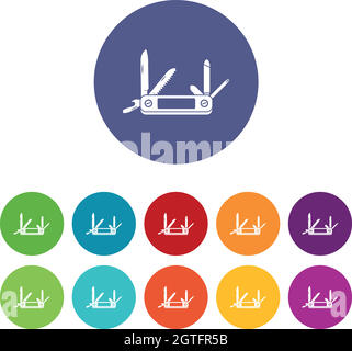 Pocket flashlight set icons Stock Vector