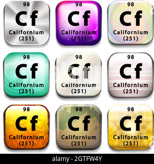 A button showing the element Californium Stock Vector