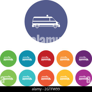 Ambulance car set icons Stock Vector