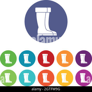 Winter shoes set icons Stock Vector