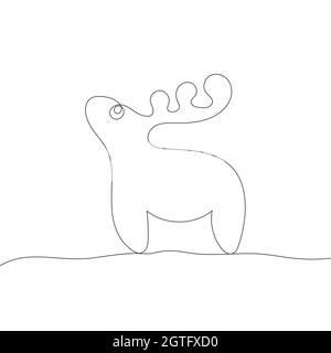 Stylized cute deer. Continuous One Line Drawing. Outline style. Vector illustration for decor, greeting cards, posters, prints for clothes, emblems. Stock Vector