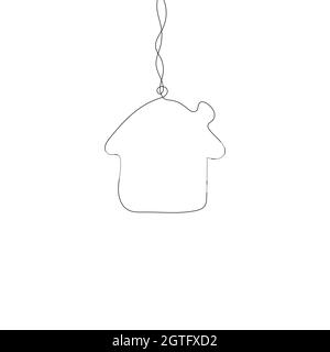 Stylized cute house. Continuous One Line Drawing. Outline style. Vector illustration for decor, greeting cards, posters, prints for clothes, emblems. Stock Vector