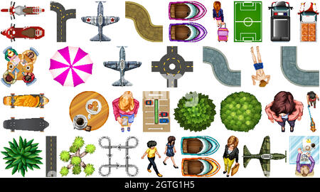 Set of aerial element park decorations isolated Stock Vector Image ...