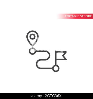 Location pin and route line icon Stock Vector