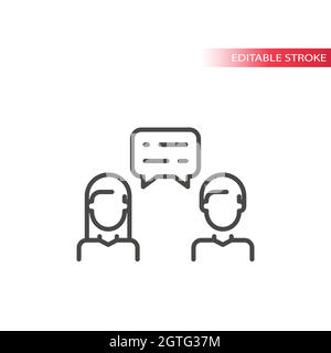Man woman and chat bubble line vector icon Stock Vector