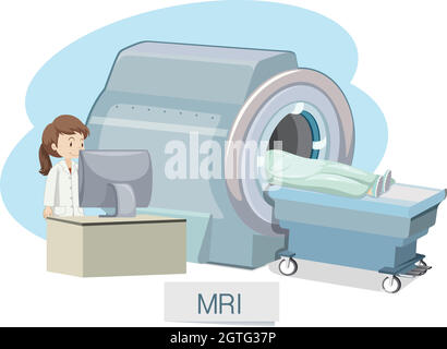 MRI Scanning on White Background Stock Vector