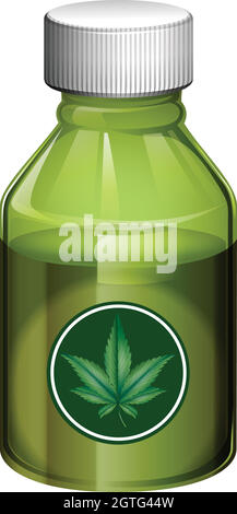Liquid medicine in green bottle Stock Vector