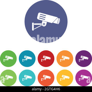 Security camera set icons Stock Vector