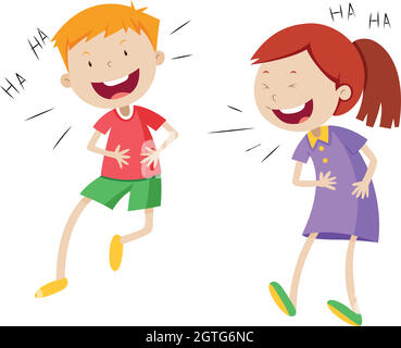 Happy boy and girl laughing Stock Vector