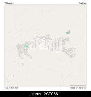 Villasalto, South Sardinia, Italy, Sardinia, N 39 29' 31'', E 9 23' 24'', map, Timeless Map published in 2021. Travelers, explorers and adventurers like Florence Nightingale, David Livingstone, Ernest Shackleton, Lewis and Clark and Sherlock Holmes relied on maps to plan travels to the world's most remote corners, Timeless Maps is mapping most locations on the globe, showing the achievement of great dreams Stock Photo