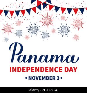 Panama Independence Day typography poster. National holiday celebrated on November 3. Vector template for banner, greeting card, flyer, etc. Stock Vector