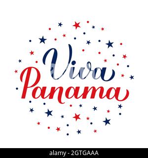 Viva Panama Long Live Panama lettering in Spanish. Panamanian Independence Day celebrated on November 3. Vector template for typography poster, banner Stock Vector