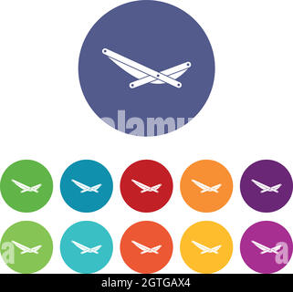 Beach chaise set icons Stock Vector