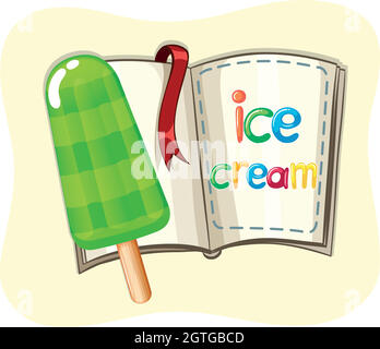 Popsicle icecream and a book Stock Vector