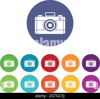 Photo camera set icons Stock Vector