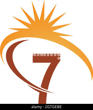 Number 1 with sun ray icon logo design template illustration Stock ...