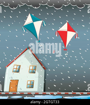 Storm scene with rain and wind Stock Vector Image & Art - Alamy
