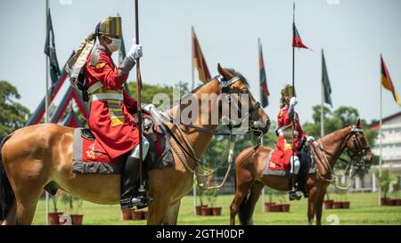 Dehradun, Uttarakhand India August 15, 2021. Parade commander at the horse in Indian army officer passing out parade at Indian Military Academy IMA.  Stock Photo