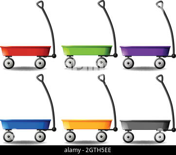 Wagons in different colors Stock Vector