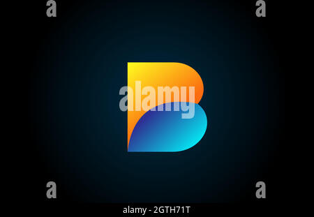 blue yellow B alphabet letter icon logo for company and business. Simple geometric gradient for corporate design Stock Vector