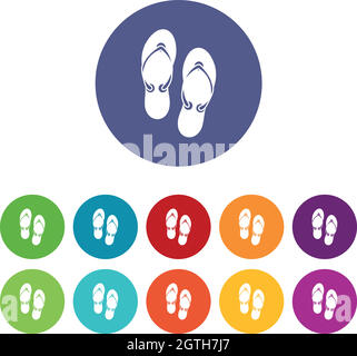 Flip flop sandals set icons Stock Vector