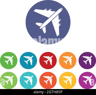 Passenger airliner set icons