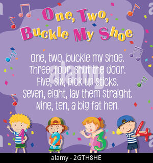 One two buckle my shoe poster Stock Vector