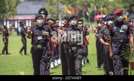 Dehradun, Uttarakhand India August 15, 2021. Indian army officer passing out parade after 18-month tough training at Indian Military Academy IMA.  Stock Photo