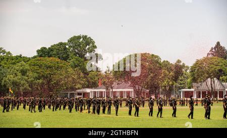 Dehradun, Uttarakhand India August 15, 2021. Indian army officer passing out parade after 18-month tough training at Indian Military Academy IMA.  Stock Photo