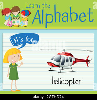 Flashcard letter H is for helicopter Stock Vector