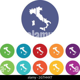 Map of Italy set icons Stock Vector