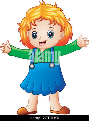 Cute blonde little girl waving hand Stock Vector