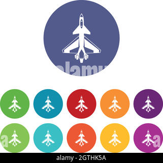 Military fighter jet set icons Stock Vector