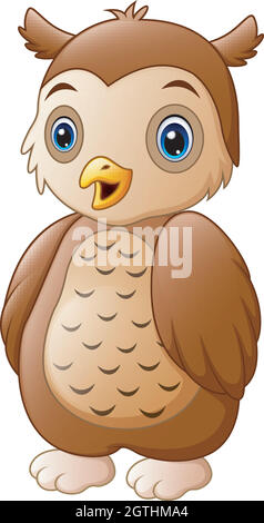 Cute owl cartoon isolated on white background Stock Vector