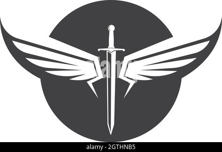 sword wings  logo icon vector illustration design Stock Vector