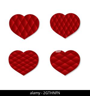 Set of four polygonal hearts isolated on white background. Low poly style. Valentine s Day vector illustration. Love story symbol. Easy to edit design Stock Vector