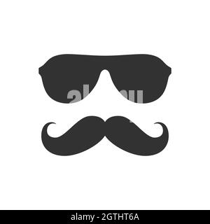 Man Mustache And Sunglasses Icon. Moustache And Glasses, Geek Or 